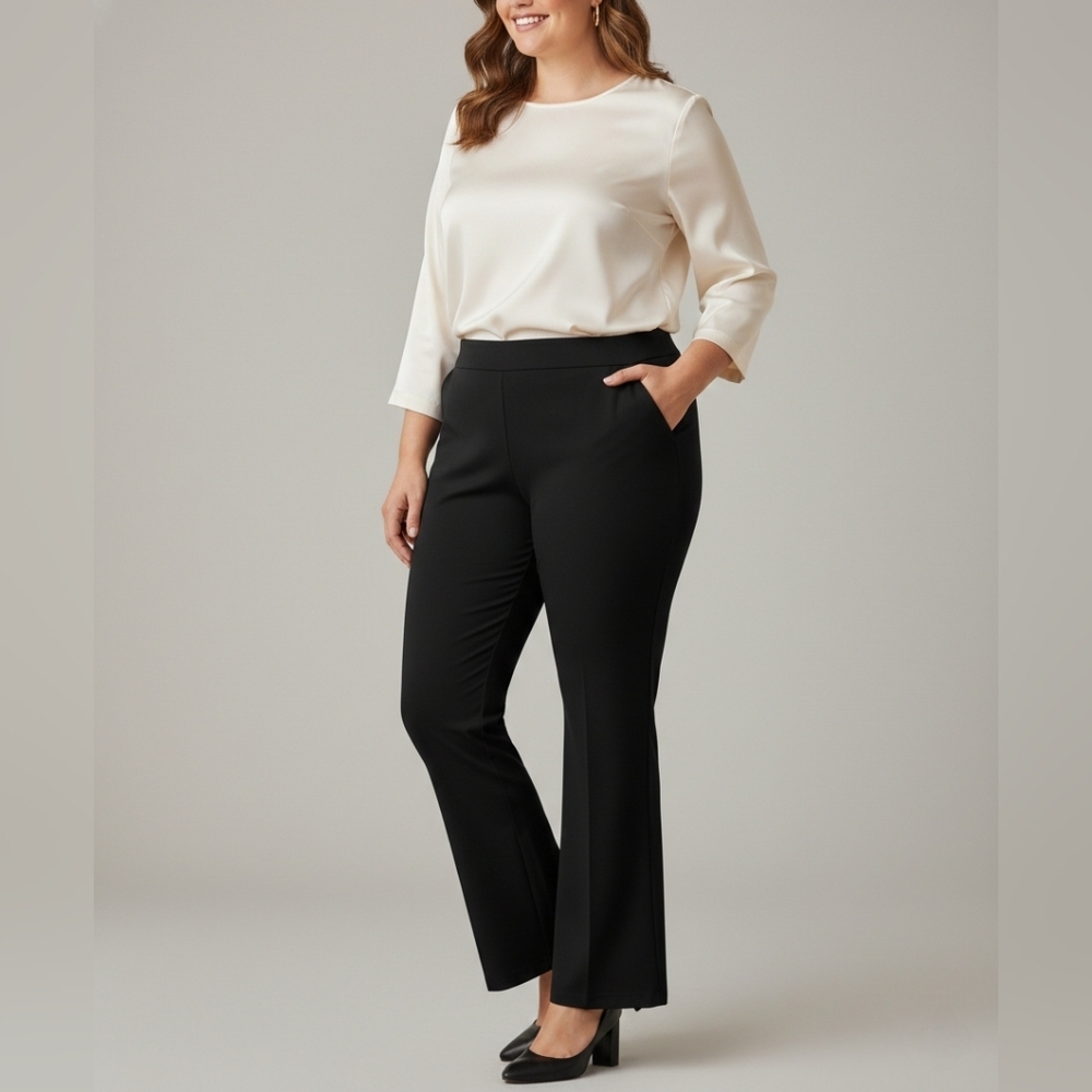 BNWT Solenne Pants Black Flare Leg Plus Size 3X Career Office Minimalist Chic